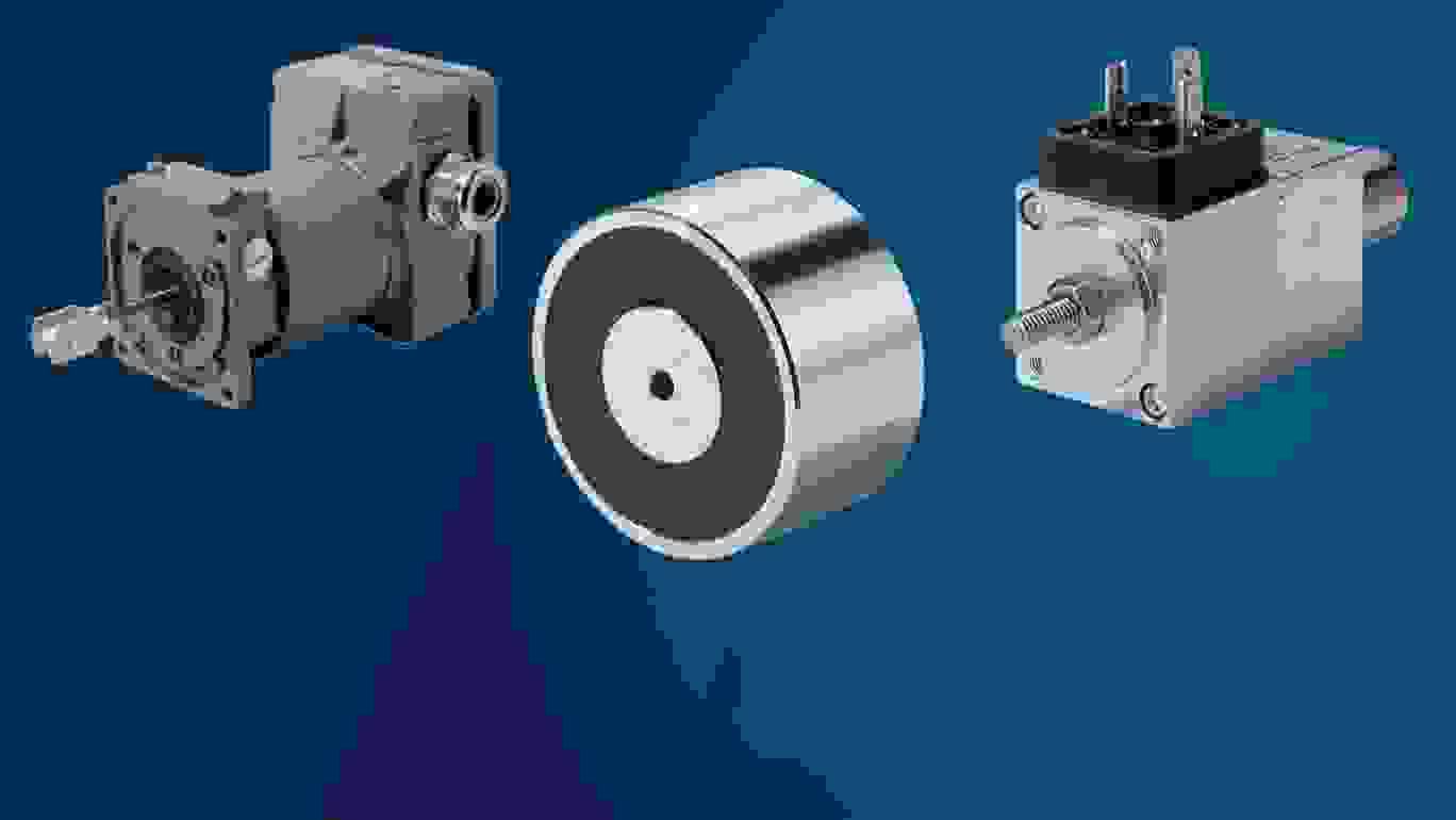 Hubmagnete auf blauem Hintergrund